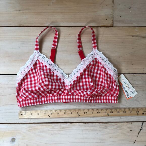 Colsie NWT Women's Red Gingham Unlined Bralette Size XL - Picture 8 of 9